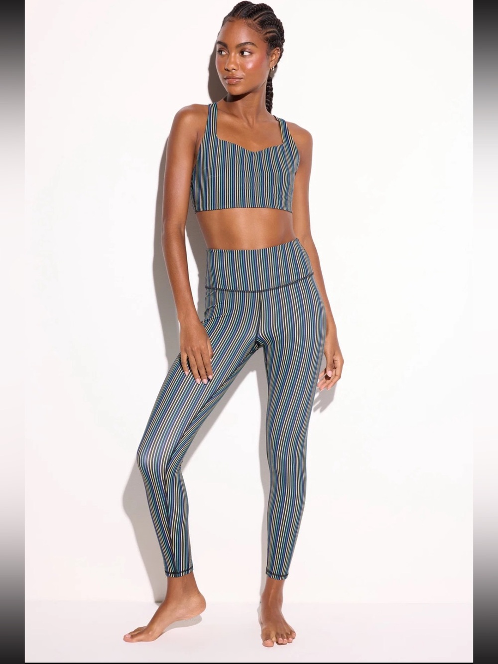 Spiritual Gangster Striped High-Waist Set - Blue Multi